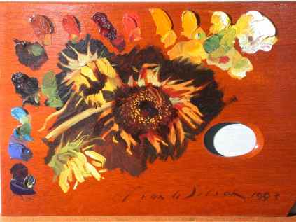 "Palette with Sunflowers - Sketch" (1993) Evan Wilson • Oil (8" x 12") $485